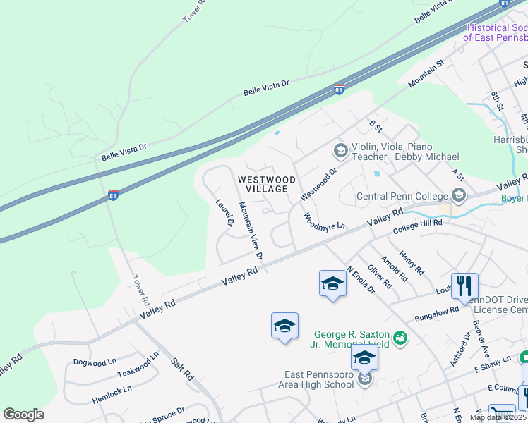 map of restaurants, bars, coffee shops, grocery stores, and more near 843 Melissa Court in Enola