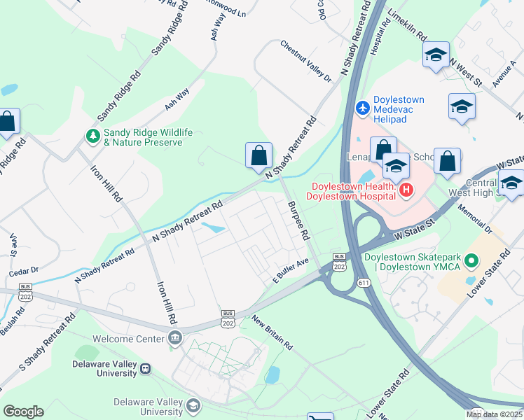 map of restaurants, bars, coffee shops, grocery stores, and more near 188 Conestoga Drive in Chalfont