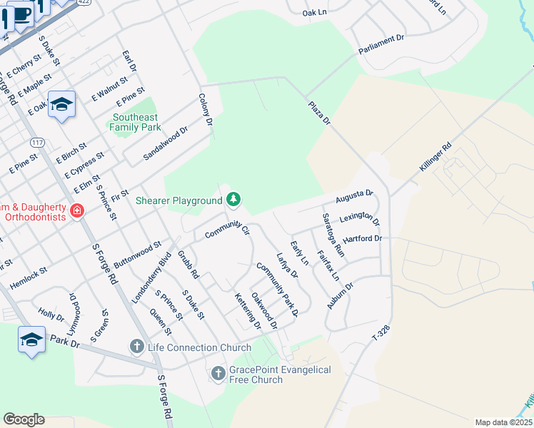 map of restaurants, bars, coffee shops, grocery stores, and more near 148 Lexington Drive in Annville
