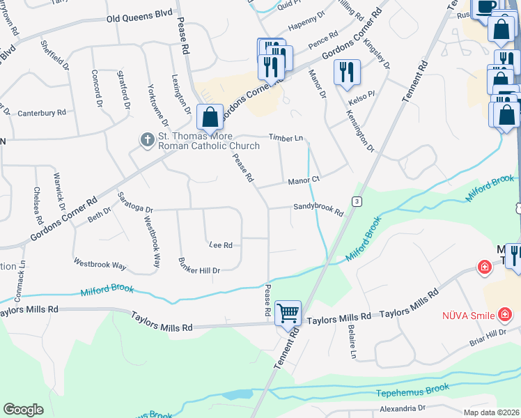 map of restaurants, bars, coffee shops, grocery stores, and more near 37 Pease Road in Manalapan Township