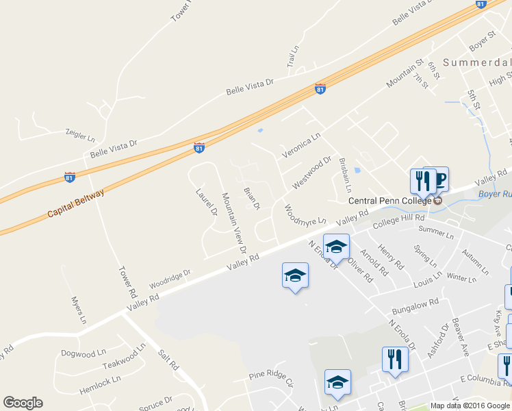 map of restaurants, bars, coffee shops, grocery stores, and more near 107 Melissa Court in Enola