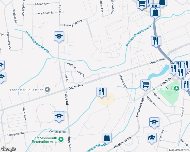 map of restaurants, bars, coffee shops, grocery stores, and more near 32 Redwood Drive in Eatontown