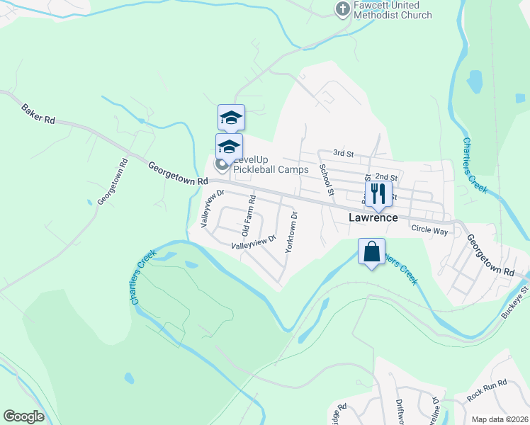 map of restaurants, bars, coffee shops, grocery stores, and more near 1411 Lexington Drive in Lawrence