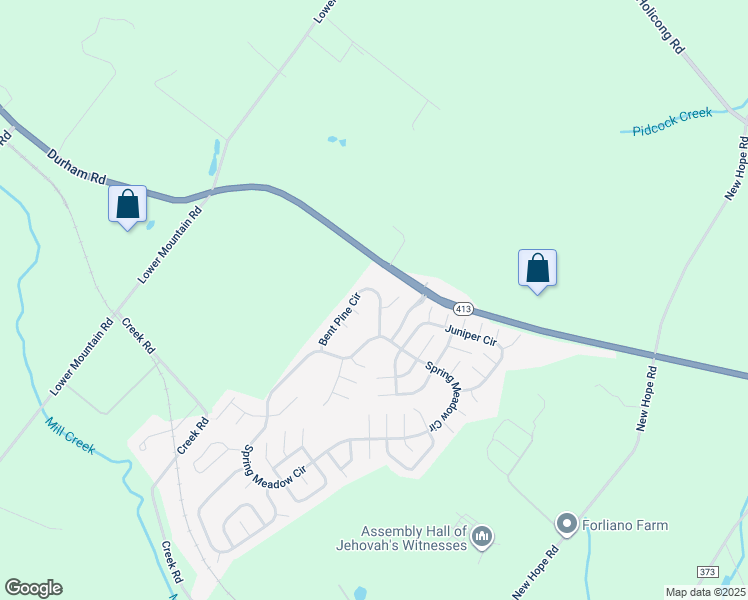 map of restaurants, bars, coffee shops, grocery stores, and more near 605 Bent Pine Circle in New Hope