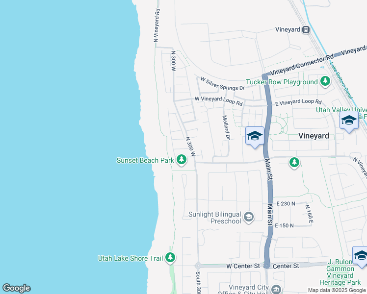 map of restaurants, bars, coffee shops, grocery stores, and more near 316 West 435 North in Vineyard