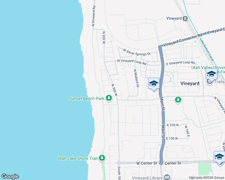 map of restaurants, bars, coffee shops, grocery stores, and more near 302 West 435 North in Vineyard
