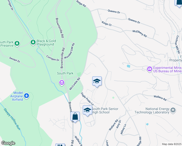 map of restaurants, bars, coffee shops, grocery stores, and more near 1801 McCorkle Road in Allegheny County