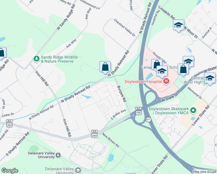 map of restaurants, bars, coffee shops, grocery stores, and more near 124 Conestoga Drive in Chalfont