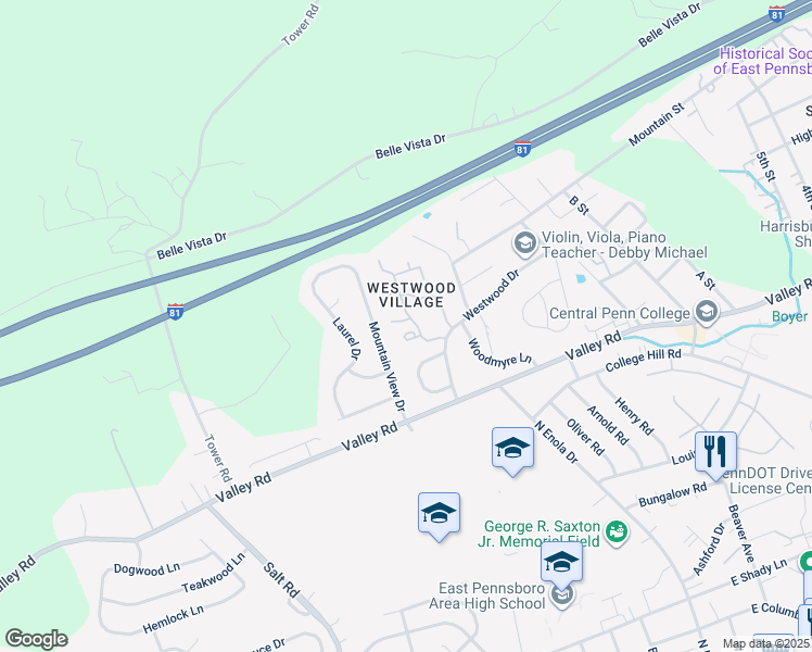 map of restaurants, bars, coffee shops, grocery stores, and more near 843 Melissa Court in Enola
