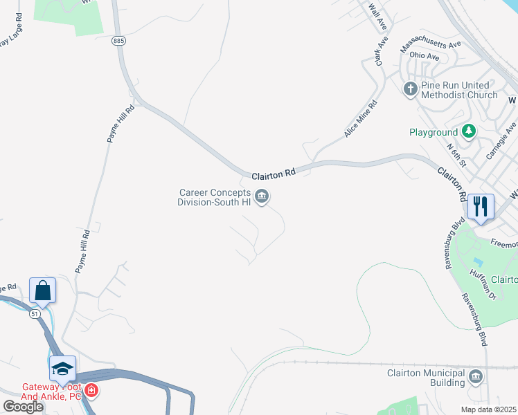 map of restaurants, bars, coffee shops, grocery stores, and more near in Allegheny County