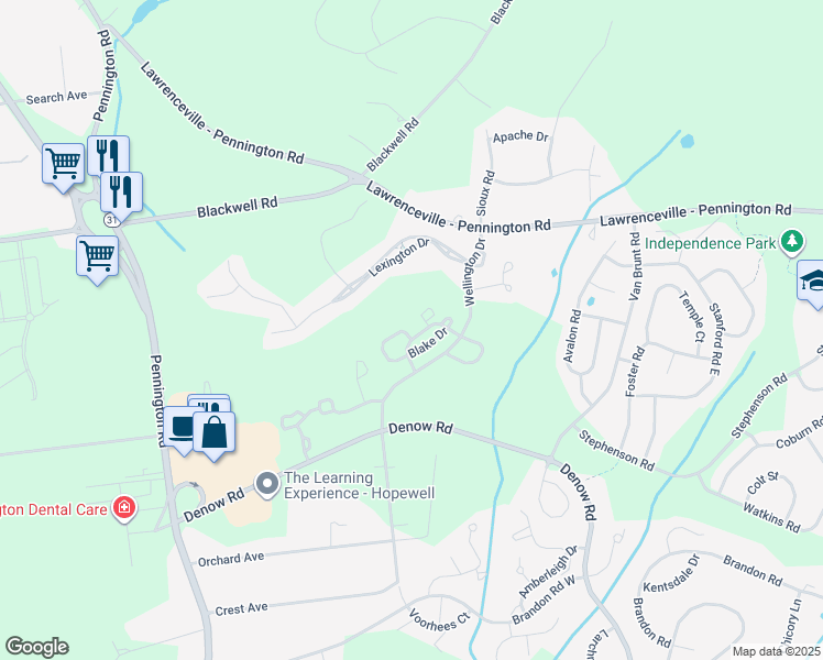 map of restaurants, bars, coffee shops, grocery stores, and more near 87 Haddon Court in Pennington