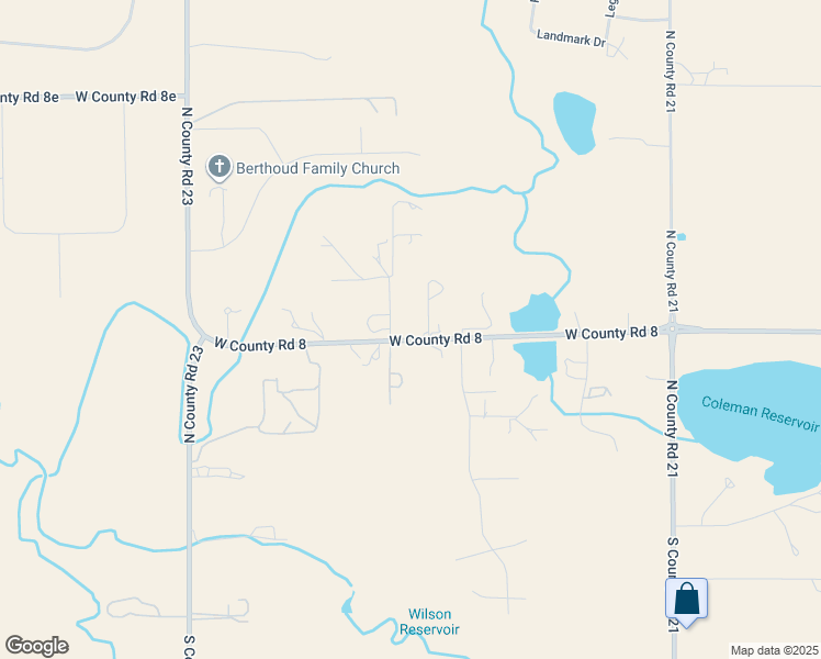 map of restaurants, bars, coffee shops, grocery stores, and more near 3608 West Co Road 8 in Berthoud