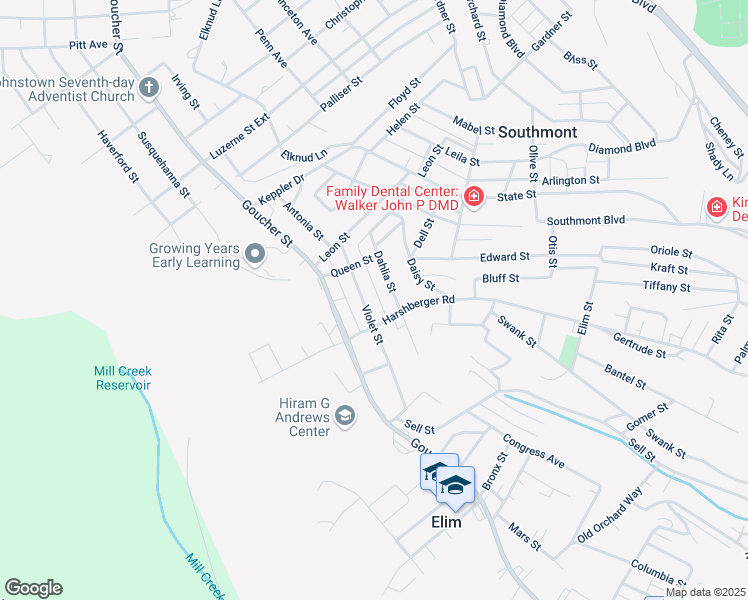 map of restaurants, bars, coffee shops, grocery stores, and more near 100-198 Lark Alley in Johnstown