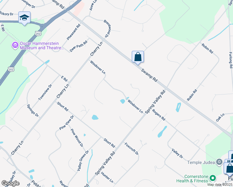 map of restaurants, bars, coffee shops, grocery stores, and more near 66 Windover Lane in Doylestown