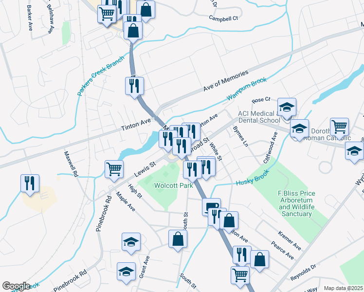 map of restaurants, bars, coffee shops, grocery stores, and more near 19 Main St in Eatontown