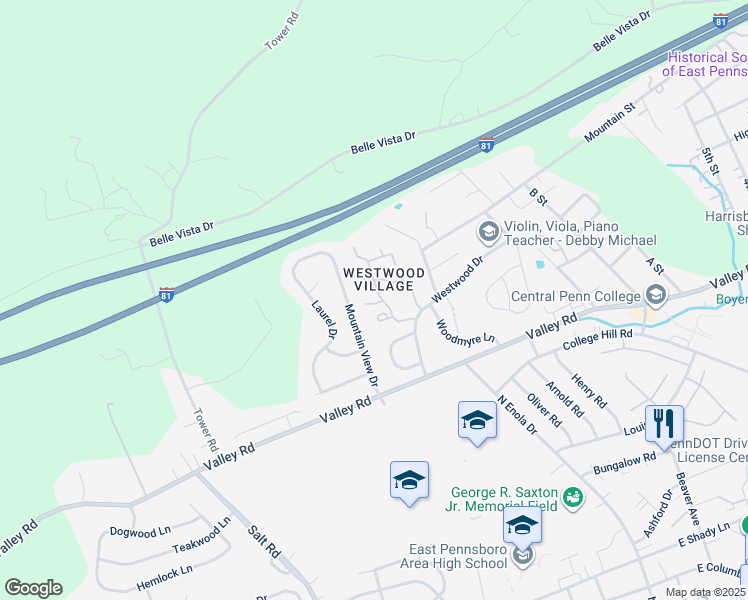 map of restaurants, bars, coffee shops, grocery stores, and more near 851 Michelle Court in Enola