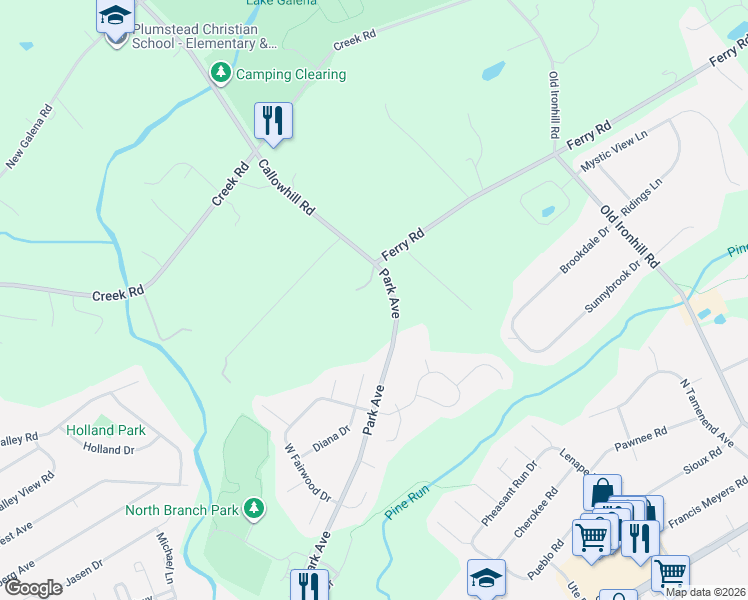map of restaurants, bars, coffee shops, grocery stores, and more near 345 Park Avenue in Chalfont