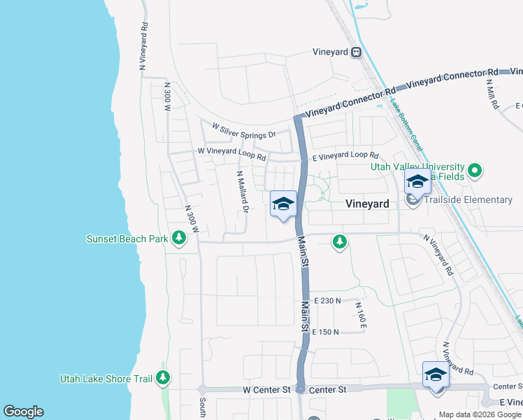 map of restaurants, bars, coffee shops, grocery stores, and more near 441 North 100 West in Vineyard