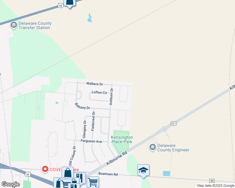 map of restaurants, bars, coffee shops, grocery stores, and more near 124 Stockard Loop in Delaware