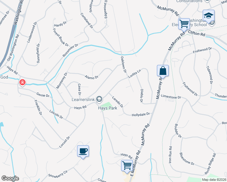 map of restaurants, bars, coffee shops, grocery stores, and more near 451 Laredo Drive in Pittsburgh