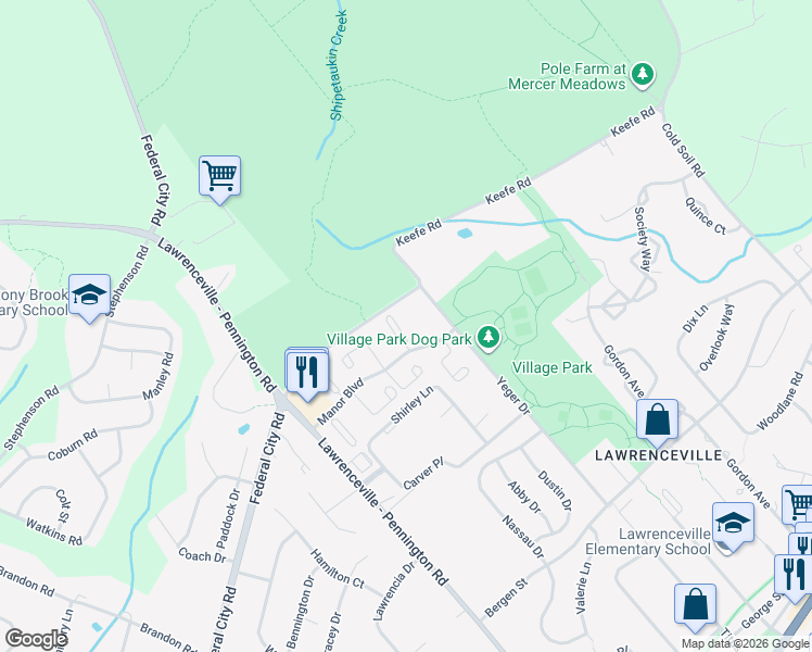 map of restaurants, bars, coffee shops, grocery stores, and more near 9 Fairway Court in Trenton