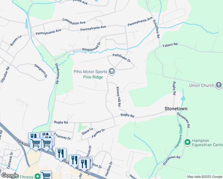 map of restaurants, bars, coffee shops, grocery stores, and more near 22 Valley Drive in Birdsboro