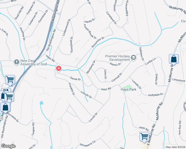 map of restaurants, bars, coffee shops, grocery stores, and more near 291 Hays Road in Pittsburgh