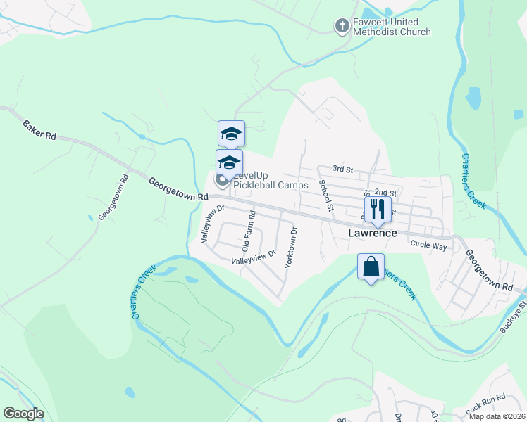 map of restaurants, bars, coffee shops, grocery stores, and more near 1411 Lexington Drive in Lawrence