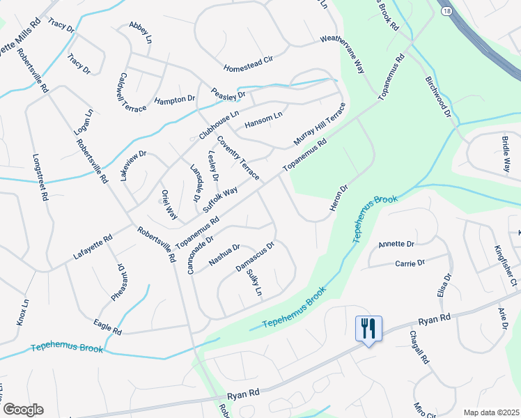map of restaurants, bars, coffee shops, grocery stores, and more near 4 Cannonade Drive in Marlboro
