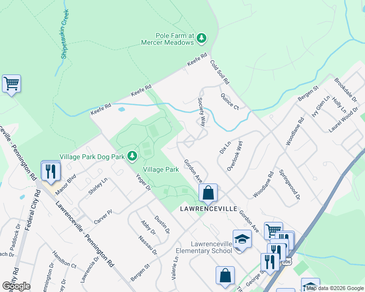 map of restaurants, bars, coffee shops, grocery stores, and more near 16 Mimosa Court in Trenton