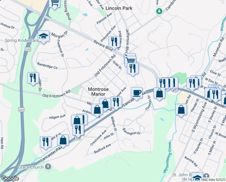 map of restaurants, bars, coffee shops, grocery stores, and more near 307 Parkside Avenue in Reading