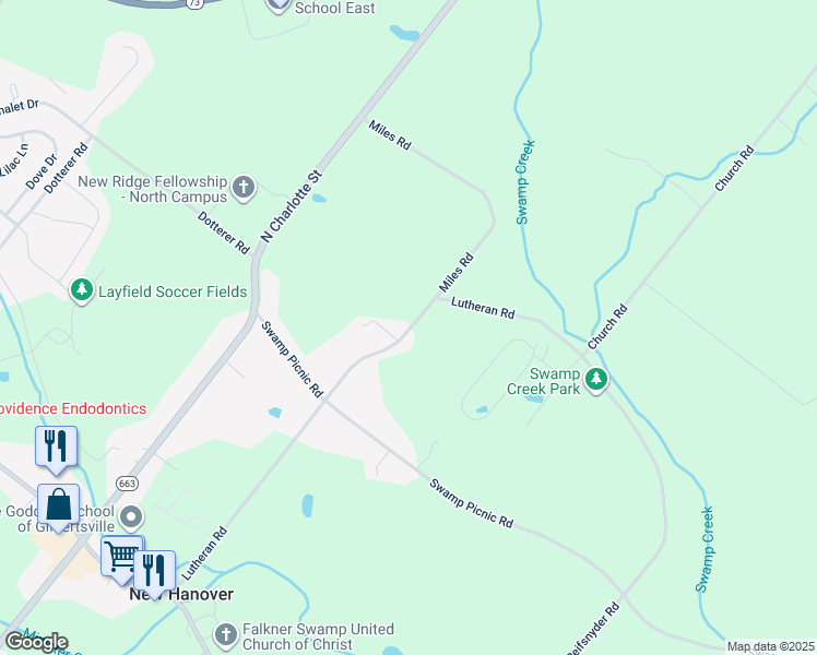 map of restaurants, bars, coffee shops, grocery stores, and more near 3049 Lutheran Road in Gilbertsville