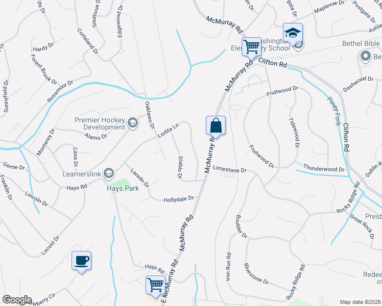 map of restaurants, bars, coffee shops, grocery stores, and more near 456 Lorlita Lane in Pittsburgh