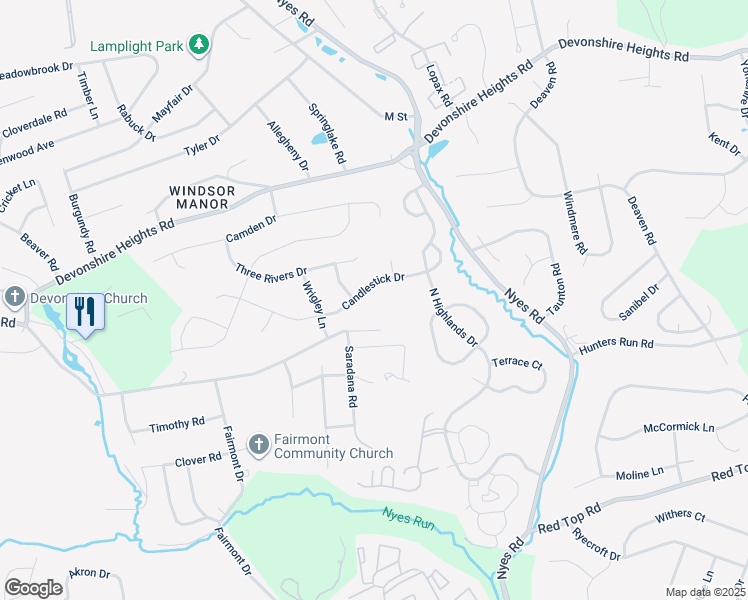 map of restaurants, bars, coffee shops, grocery stores, and more near 6011 Candlestick Drive in Harrisburg