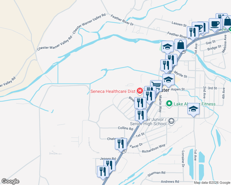 map of restaurants, bars, coffee shops, grocery stores, and more near 218 Maywood Drive in Chester