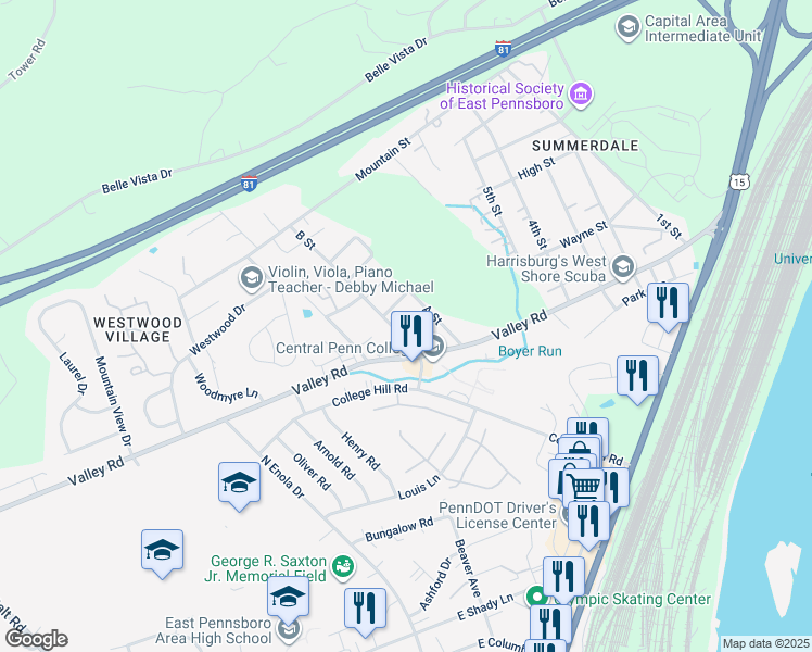map of restaurants, bars, coffee shops, grocery stores, and more near 606 B Street in Enola