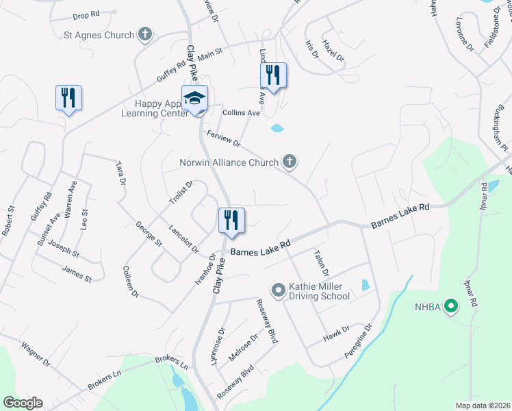 map of restaurants, bars, coffee shops, grocery stores, and more near 1983 Clay Pike in North Huntingdon