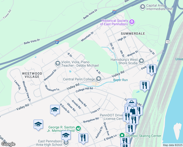 map of restaurants, bars, coffee shops, grocery stores, and more near 606 B Street in Enola