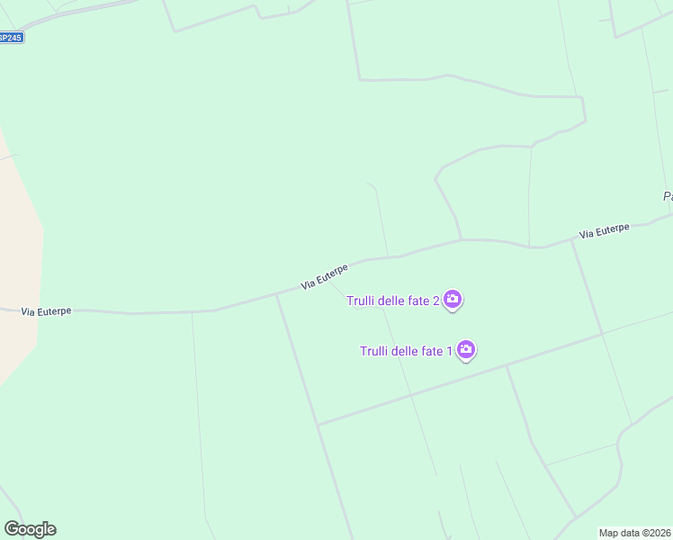 map of restaurants, bars, coffee shops, grocery stores, and more near Via Euterpe in Provincia di Lecce