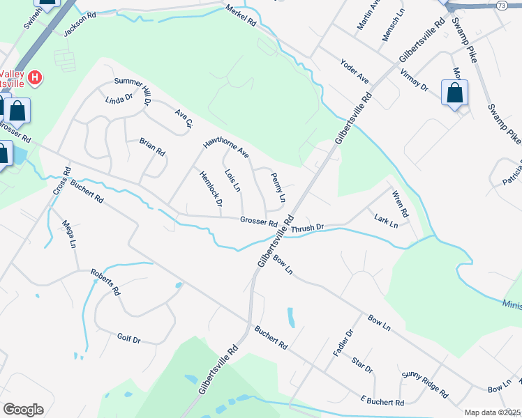 map of restaurants, bars, coffee shops, grocery stores, and more near 312 Hawthorne Avenue in Gilbertsville