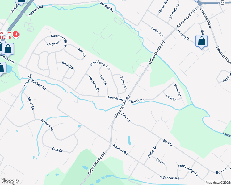 map of restaurants, bars, coffee shops, grocery stores, and more near 312 Hawthorne Avenue in Gilbertsville