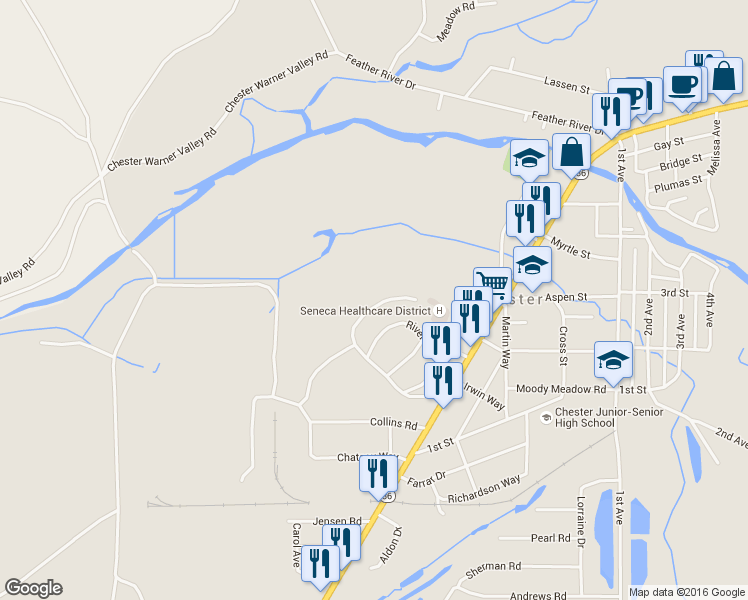map of restaurants, bars, coffee shops, grocery stores, and more near 218 Maywood Dr in Chester
