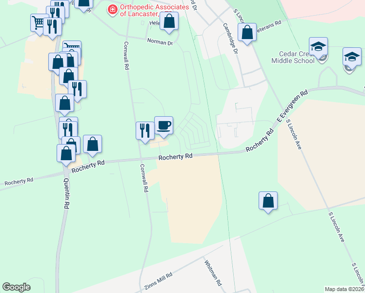 map of restaurants, bars, coffee shops, grocery stores, and more near 216 Blackford Boulevard in Lebanon