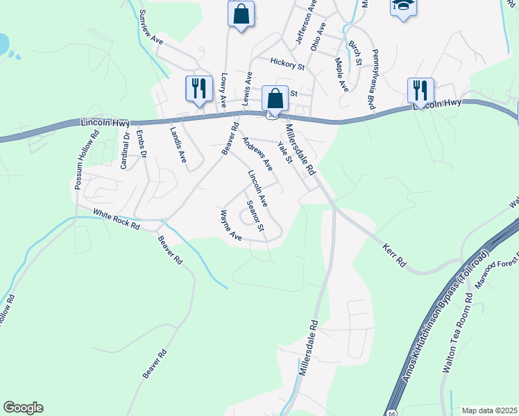 map of restaurants, bars, coffee shops, grocery stores, and more near 4548 Lincoln Avenue in Jeannette
