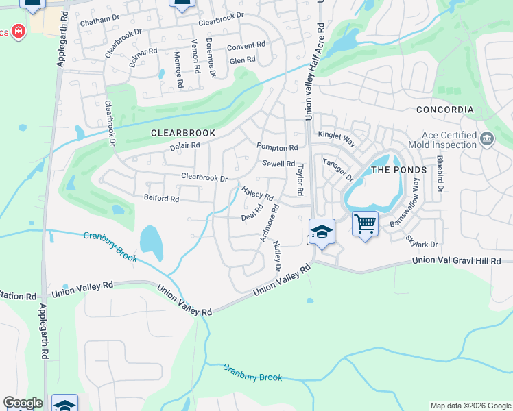 map of restaurants, bars, coffee shops, grocery stores, and more near 620A Deal Road in Monroe Township