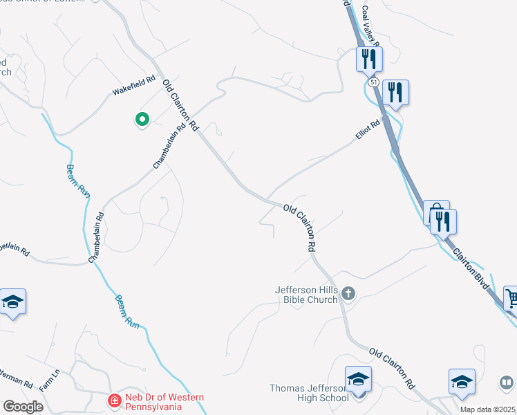 map of restaurants, bars, coffee shops, grocery stores, and more near 454 Old Clairton Road in Clairton
