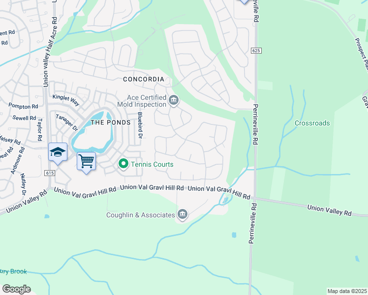map of restaurants, bars, coffee shops, grocery stores, and more near 25A James Buchanan Drive in Monroe Township