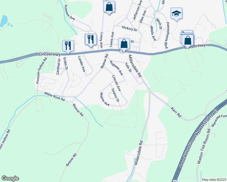 map of restaurants, bars, coffee shops, grocery stores, and more near 4548 Lincoln Avenue in Jeannette