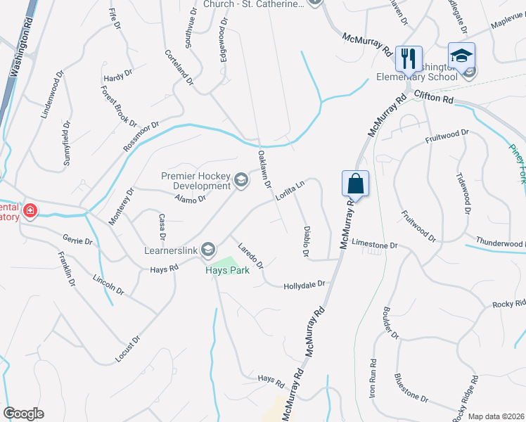 map of restaurants, bars, coffee shops, grocery stores, and more near 384 Lorlita Lane in Pittsburgh