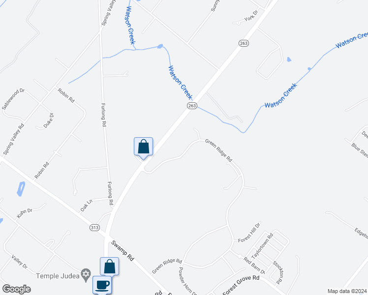 map of restaurants, bars, coffee shops, grocery stores, and more near 3817 Green Ridge Road in Furlong